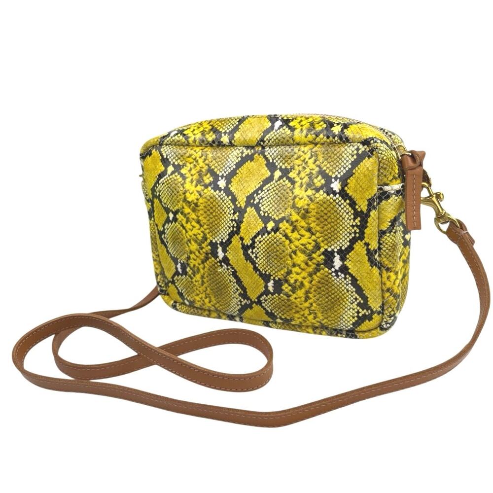 Clare V. Yellow Snakeskin Animal Print Leather Clutch Shoulder Crossbody Bag